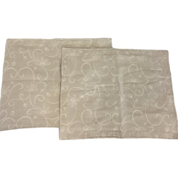 NOBLE EXCELLENCE 2 Standard Pillow Shams Set Natural Cotton Embroidered Portugal - Picture 1 of 10